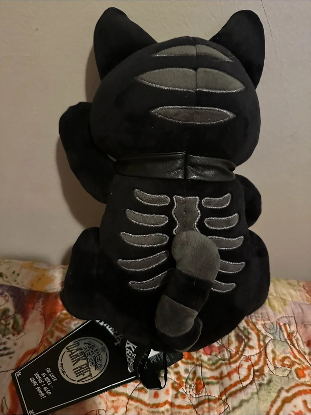Killstar Kreeptures Black Skeleton Cat Plush - Decorative Pet Toy
